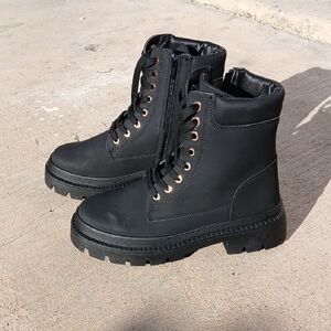 JustFab Black Combat Boots Womens